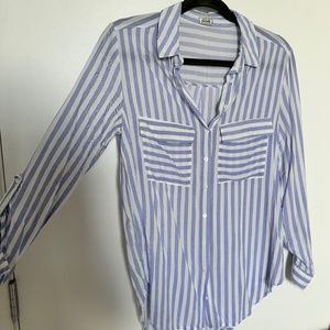 Pimkie shirt - blue & white striped - size M